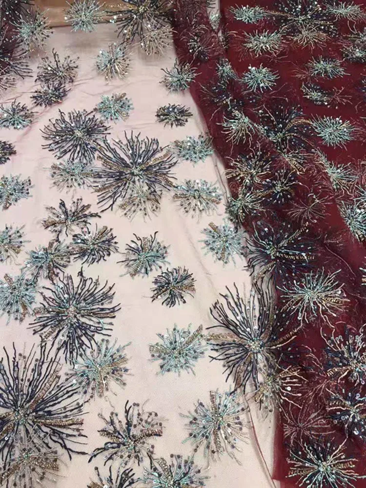 High-grade beaded full embroidery French mesh gauze African lace Nigeria lace suitable for high-end evening dress party fabric