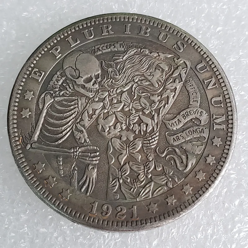 

1921 US Hobo Morgan Dollar skull zombie skeleton Silver Plated Copy Coins