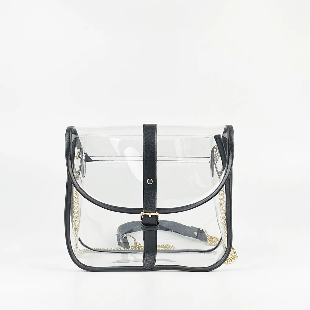 

Clear Cross Body Stadium Approved Bag Women Chain Shoulder Saddle Handbag