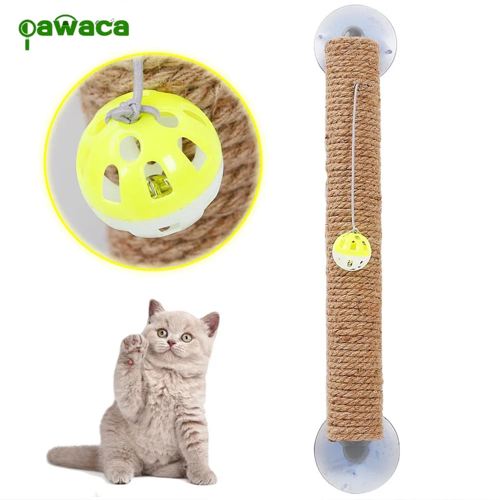 

Nature Sisal Cat Climbing Frames Toys with Ball For Window Cat Scratcher Toy Punch Free Wall-mounted Scratching Post Scratcher