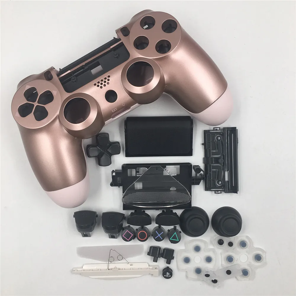 Rose Gold Корпус чехол с кнопками Набор DIY Mod комплект для sony Playstation PS4 тонкий контроллер чехол оболочка кожи запасные части - Цвет: Rose Gold