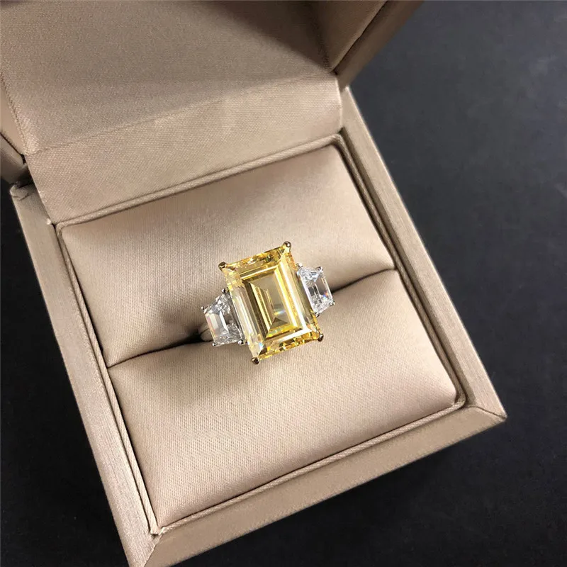 Choucong ювелирные изделия Настоящее серебро 925 кольца для женщин Emerld cut 6ct Sona диамон cz обручальное кольцо
