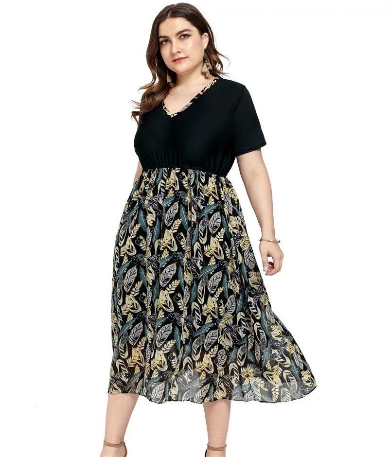 women dress high waist summer dress femme sexy v-neck plus size chiffon dress women long party dress elegant vestidos fw416