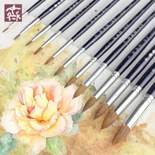 6 шт./компл. ручная работа шерсть ласки Акварельная кисть для краски круглая головка ручка-закладка норковые волосы остроконечная краска подставка для кисточек