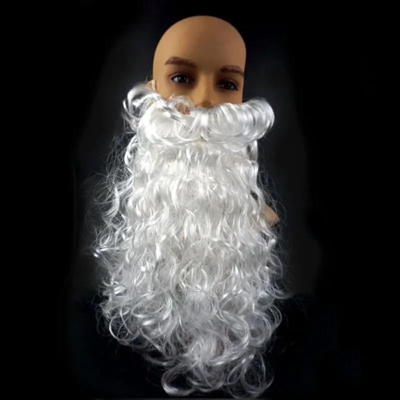 Рождественский белый парик с длинной бородой Санта-костюм реквизит для косплея Рождественский парик+ набор бороды