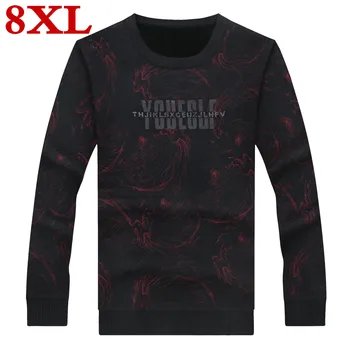 

new plus size 8XL 7XL 6XL Sweater Man Pure Cashmere Knitted Winter Warm Pullovers Round neck Long Sleeve Standard Sweaters Male