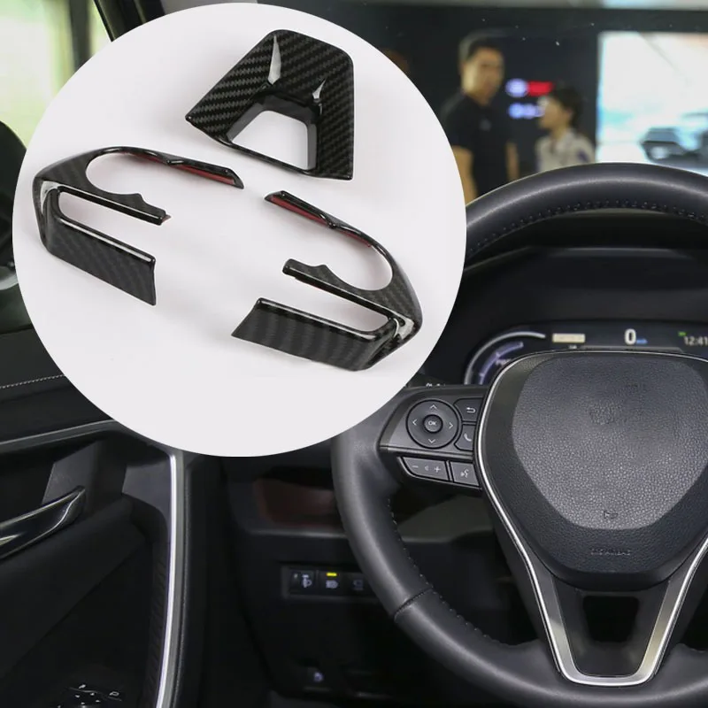 Lsrtw2017 for Toyota Rav4 Car Steering Wheel Trims Decorative Interior Accessories Mouldings Carbon Fiber