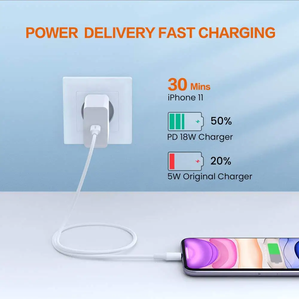 MFi сертифицированный USB C к Lightning Кабель PD18W Тип зарядный кабель для iPhone XR XS Max X Type PD 1