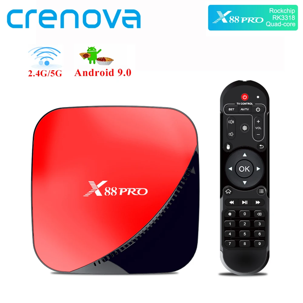 

Crenova X88PRO Android 9.0 RK3318 Set Top Box 4GB 64GB 4K Google Player Quad Core WIFI Smart TV Box