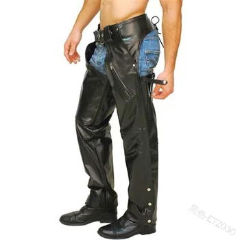 

WEPBEL Men's Straight-Leg Motorcycle Faux Leather Pants Trousers Pants Loose Autumn Winter Casual Mid Waist Pockets Zipper