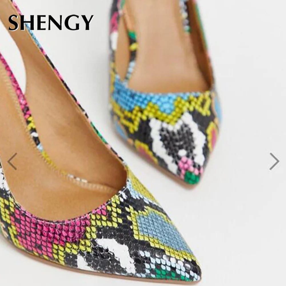Women High Heels Snake Printed Summer Sandals Party Lady Female Office Shoes