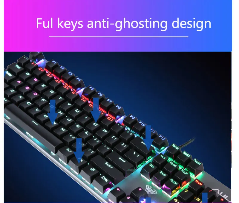 AULA S2016 Механическая игровая клавиатура 104 ключей Anti ghosting Marco программирования