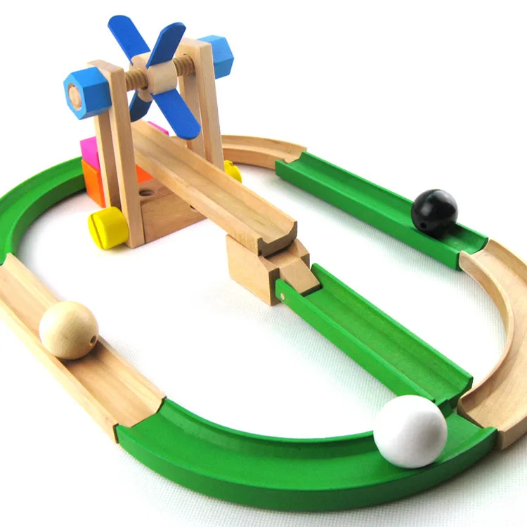 

Wooden Intelligence Educational Early Childhood Xy07 Roller Coaster Track Building Blocks Ball Bearing Camera Track Unit Blocks