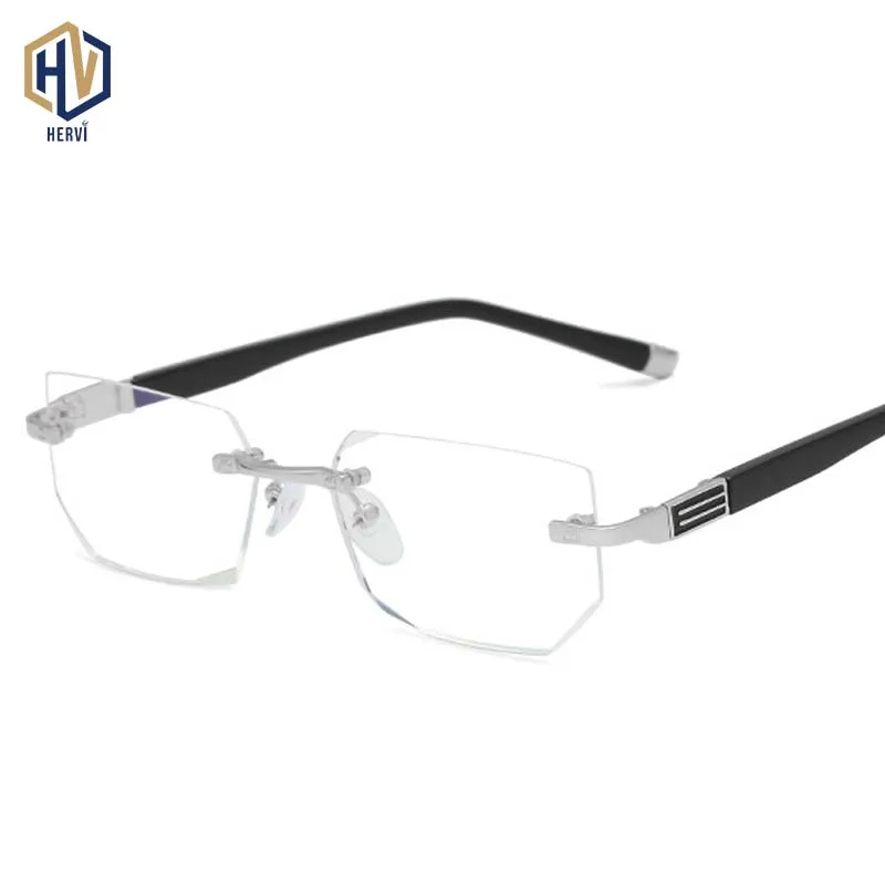 Очки для чтения из смолы с защитой от синего света, мужские и женские очки для чтения без рамки, унисекс, металлические очки
