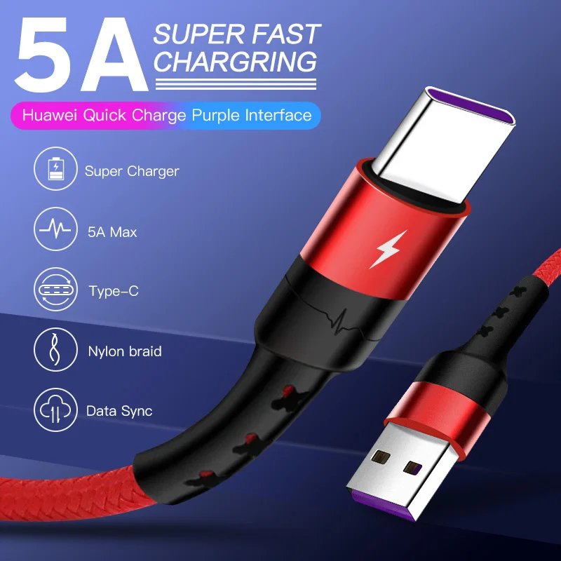 ANKNDO 5A usb type C кабель для быстрой зарядки для смартфона huawei samsung зарядный кабель C-type QC3.0 кабель для передачи данных для мобильного телефона