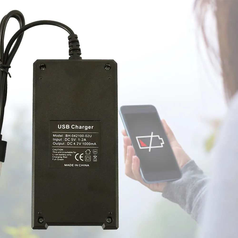 Черный 18650 USB зарядное устройство Быстрая зарядка двойной для 3,7 V 16340 14500 26650