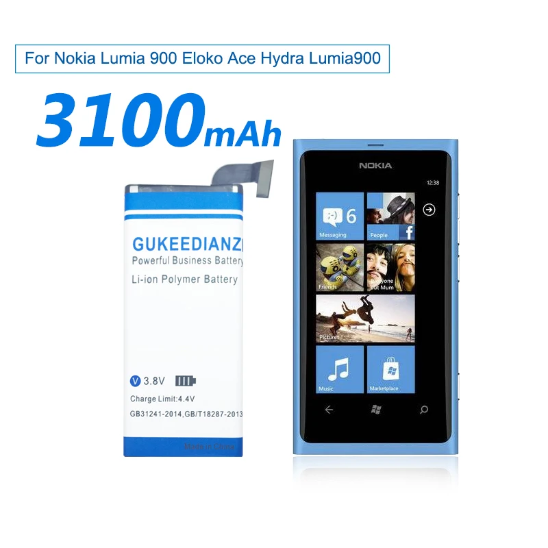 GUKEEDIANZI Mobile Phone Replacement 3100mAh High Quality Safe Battery BP-6EW For Nokia Lumia 900 Eloko Ace Hydra Lumia900