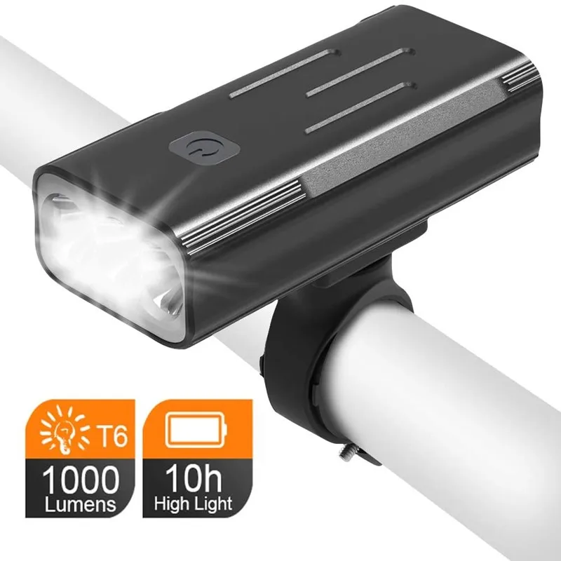USB Rechargeable Bicycle Light T6 LED MTB Bike Headlight 1000 Lumen Super Bright Cycling Front Head Lamp 2400/5200mAh | Спорт и