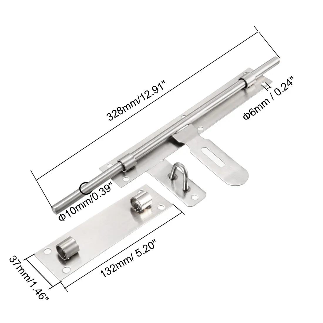 Uxcell 2 шт. раздвижные болты ворота защелка 8/10/12/14/1620 дюйма нержавеющая сталь дверной баррель засов с отверстием для замка