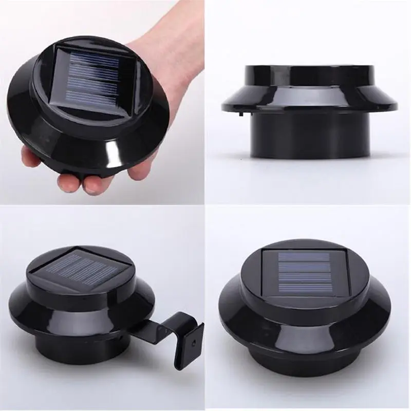 decorative solar lights 3 LED Solar Powered Outdoor Lights Fence Yard Wall Gutter Pathway Garden Lamp Black solar garden lights