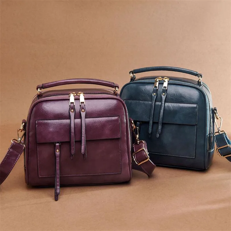 Модная сумка из воловьей кожи, роскошная брендовая сумка на плечо, Большая вместительная однотонная женская сумка, женская дизайнерская сумка на плечо