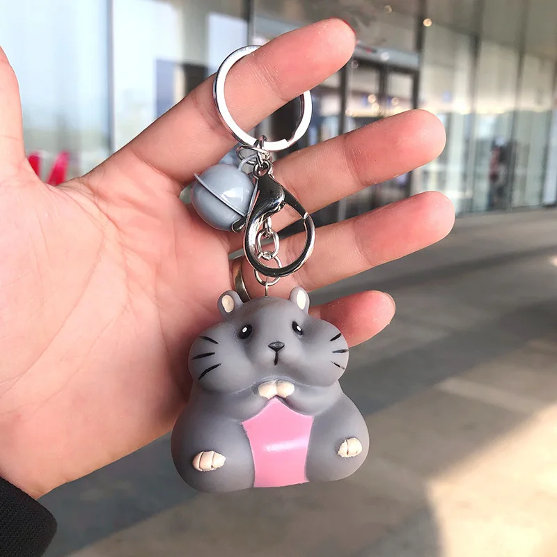 sitting rat grey Год мыши счастливой крысы брелок для женщин сжимает делая звук розыгрыш, хитрый стресс облегчение брелок подарок брелок талисманы - Цвет: sitting rat grey