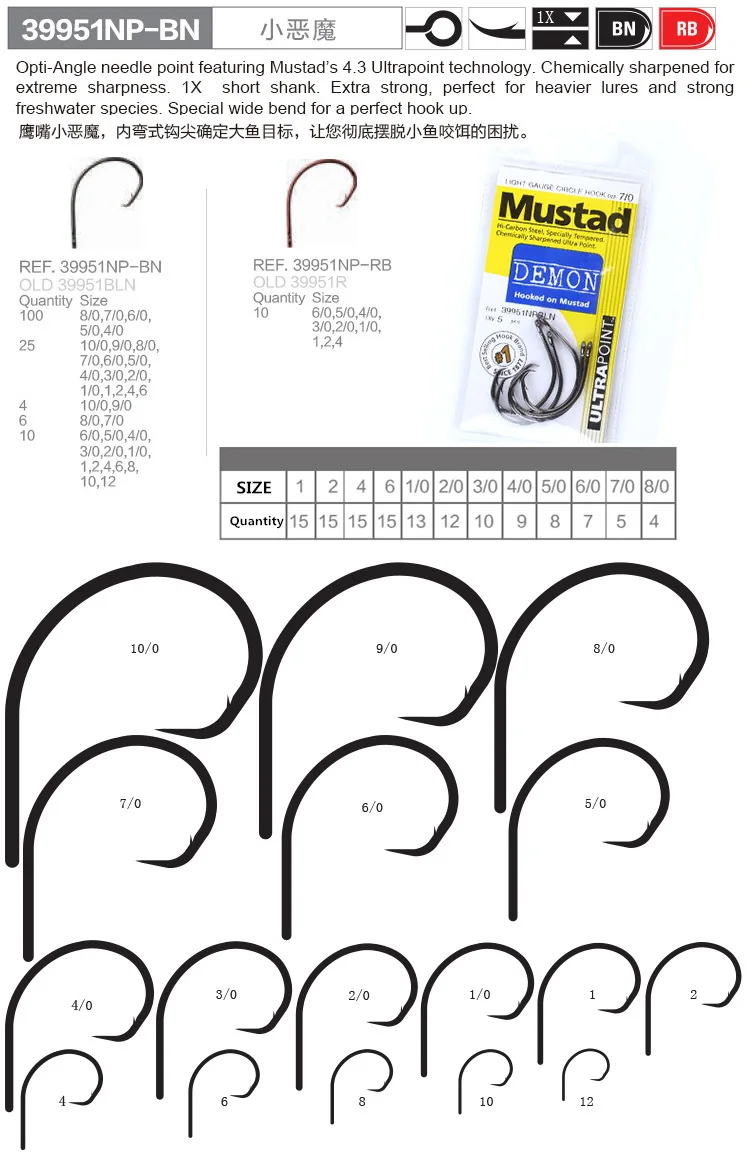 MUSTAD 39951# рыболовные крючки, круглые из высокоуглеродистой стали, Anzol рыболовные крючки, острые, стойкие к ржавчине, Морской Карп, Anzuelos Pesca