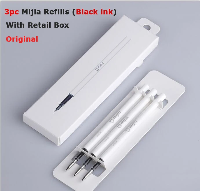 3 mijia black ink Xiao mi Sign Pen mi jia 9,5 мм mi Signing Pens/mi jia Заправка для ручек черный PREMEC гладкая швейцарская заправка OEM синие/черные чернила - Цвет: 3 mijia black ink