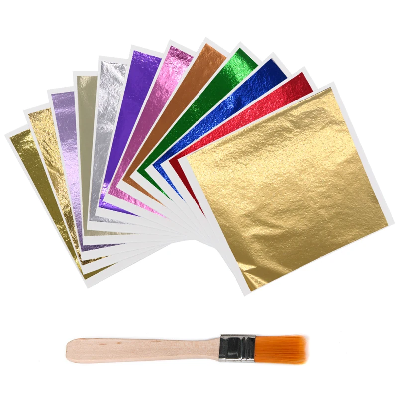 10pcs 8x8.5cm Art Craft Imitation Gold Sliver Copper Foil Papers Leaf