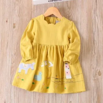 

Girls Dress Autumn Long Sleeve Princess Dress Fashion Kids Clothes Embroidered Cartoon Children Clothes