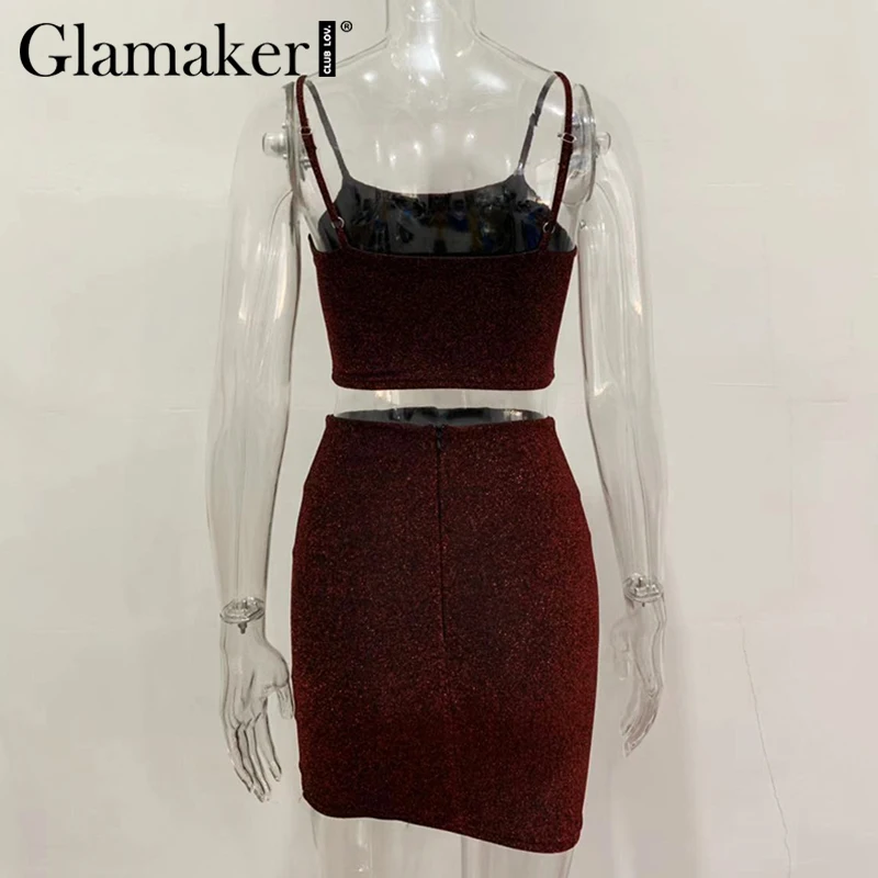 Glamaker, Трикотажный костюм из двух частей, облегающее платье, женское платье на бретельках, в стиле пэчворк, с оборками, мини-платье, женское, Осень-зима, сексуальное платье
