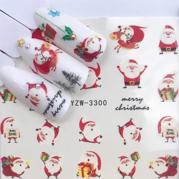 

1pcs Christmas Manicure Nail Stickers Art Water Autumn Slider Maple Palms Santa Claus Decals Nail Accessories 2020 New Year Gift