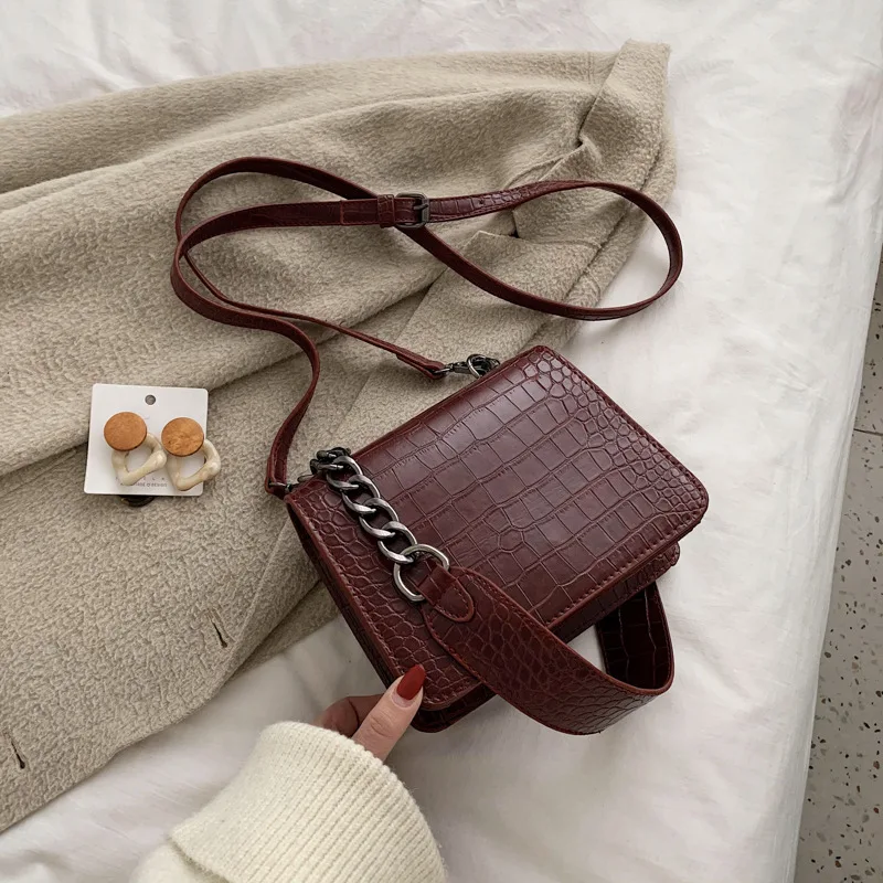 

Hand Retro Western Style Textured WOMEN'S Bag 2019 New Style Crocodile Pattern Versatile Fashion CHIC Chain Shoulder Bag