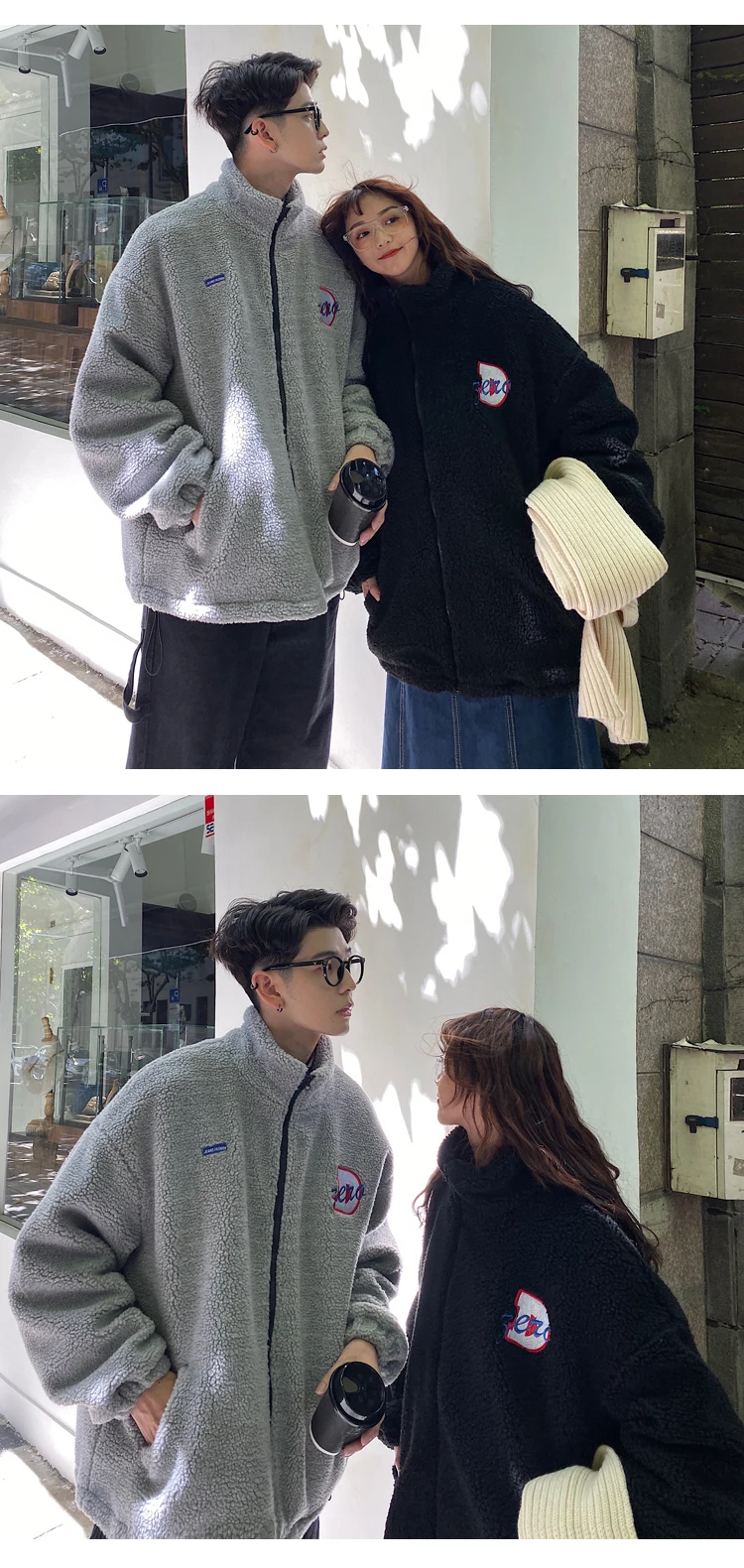 Winter New Style Lambs Wool Embroidered Students Korean-style Cotton Overcoat Couple Clothes M15
