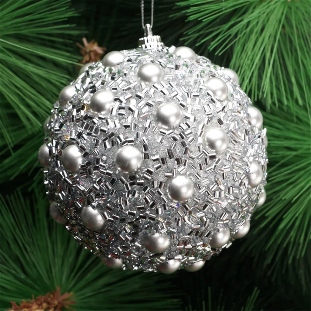 

8cm Merry Christmas Rhinestone Glitter Baubles Tree Balls Decoration for Home Xmas Tree Hanging Foam Balls Ornaments #10