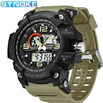 

SYNOKE Men Quartz Watch Sports Military Waterproof Chronograph Watches LED Men Casual Analog Digital Watch Relogio Masculino