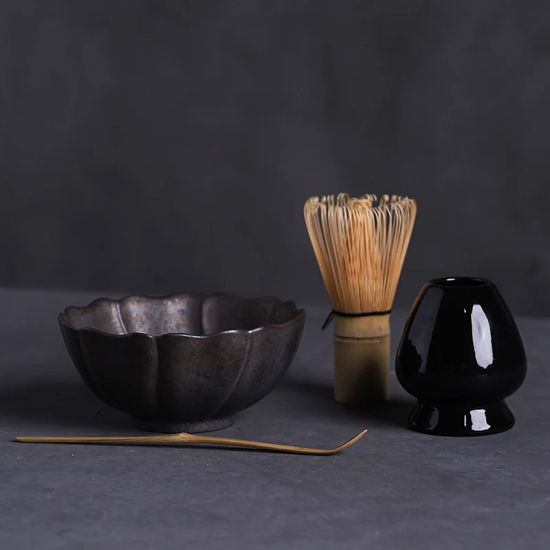 Luwu 4 Pz/Set Giftset Matcha Tradizionale Ceremic Matcha Bowl Porta Frusta Bamboo Matcha Frusta Scoop Set Da Tè Matcha Giapponese