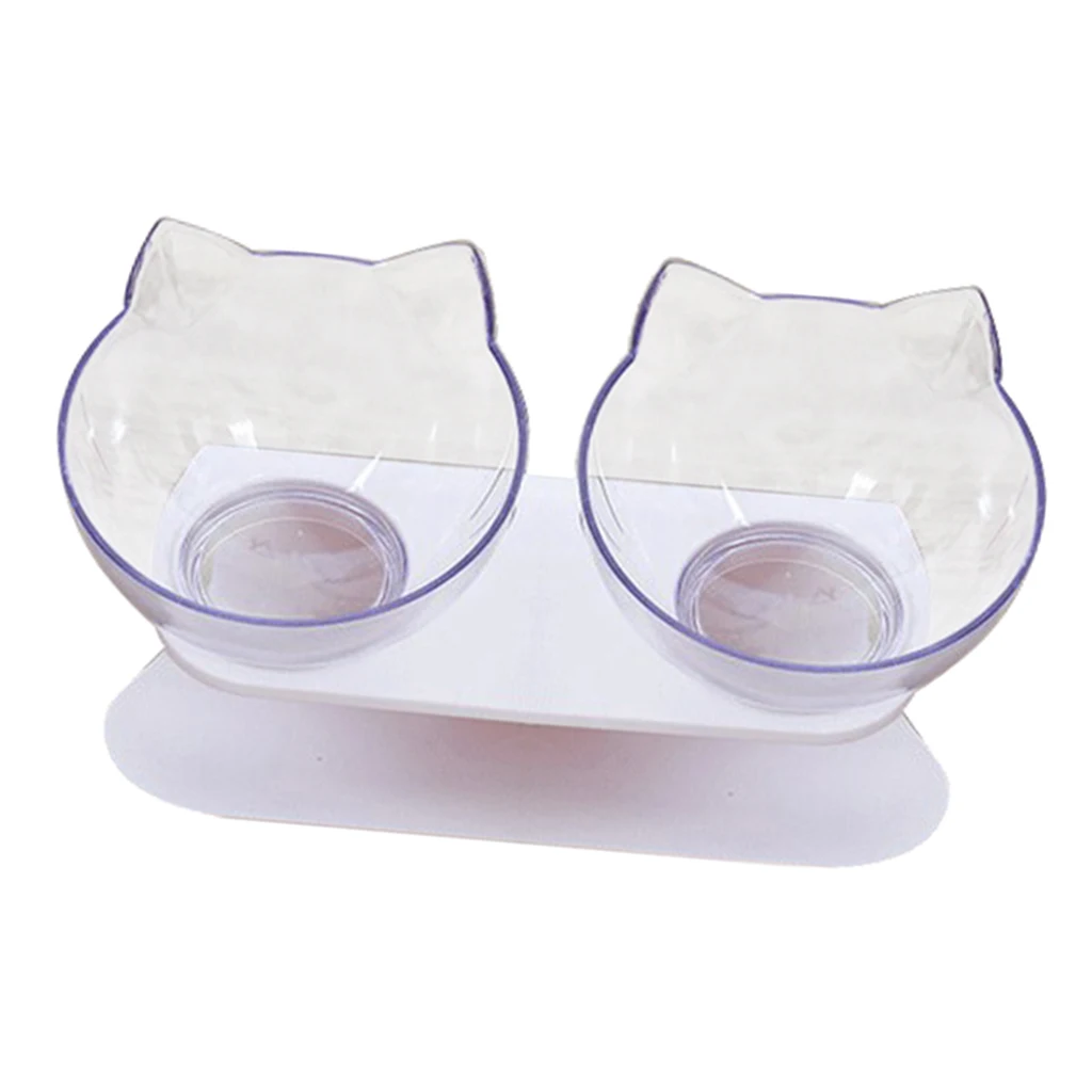 Round Kitten Cat Double Bowl Cat Bowl Dog Bowl Transparent Non-slip Food Bowl With Protection Cervical Transparent Cat Round Kitten Cat Double Bowl Cat Bowl Dog Bowl Transparent Non-slip Food Bowl With Protection Cervical Transparent Cat