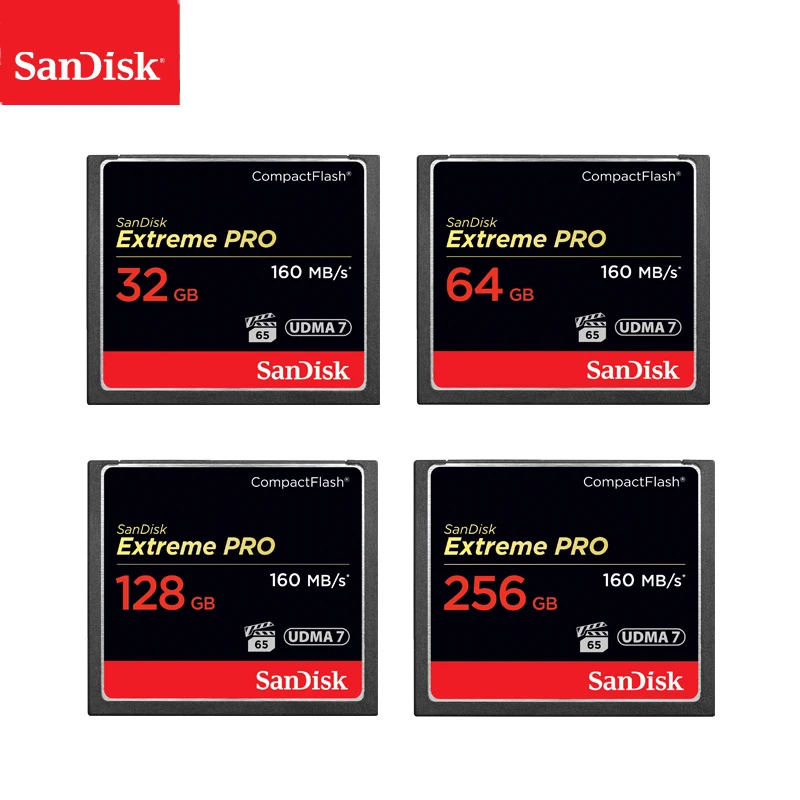 sandisk Extreme Pro CF карт 64 Гб оперативной памяти, 32 Гб встроенной памяти, 128 ГБ 256 Гб карта памяти Compactflash до 160 МБ/с. читать для богатых 4K и записи видео в формате Full HD