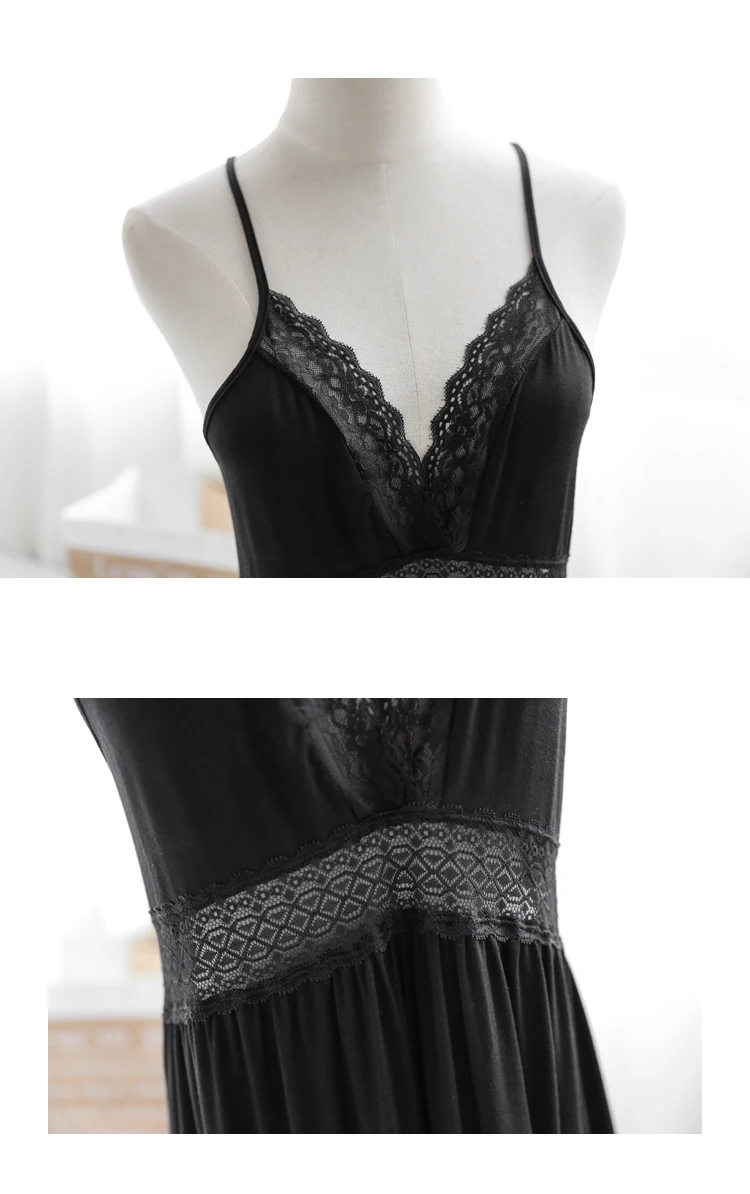 Ladies Deep V Cotton Comfortable Sexy hollow nightdress Women Nightie Underwear Women Sexy Bra