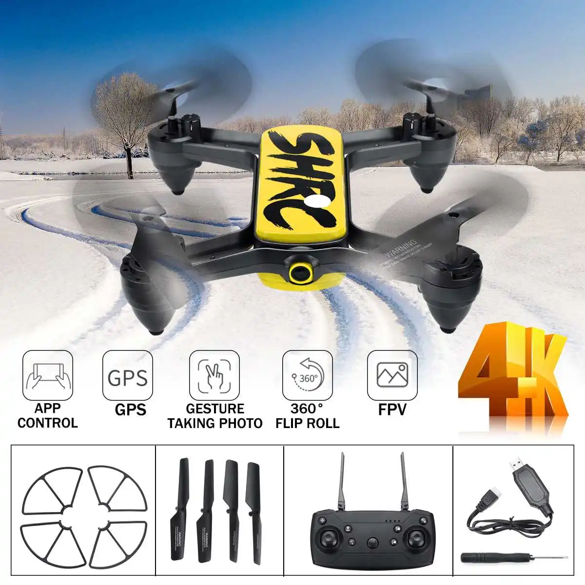 

GPS 4K HD Camera RC Drone Wifi FPV RC Helicopter Quadcopter Headless 18 Minutes Flight Time Headless RC Drone