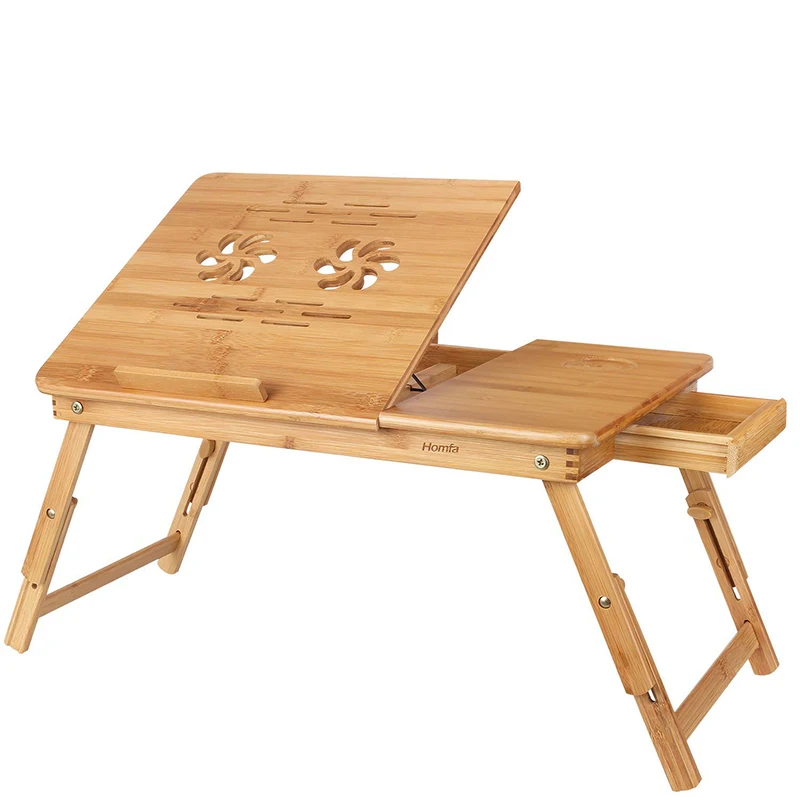 MAGIC UNION Регулируемый Бамбуковый стол для ноутбука, поднос для завтрака, поднос для кровати с откидным ящиком для серфинга, чтения, письма, еды