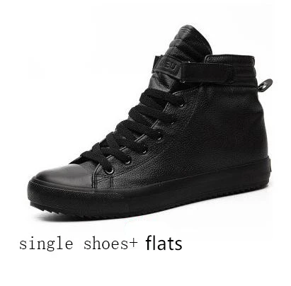 Black White High Top Sneakers Men Ankle Boots Comfort Leather Shoes Men Casual Trainers Elevator Shoes for Men Flats 3cm 8cm 5