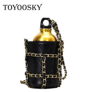 

TOYOOSKY Luxury Handbags Women Bags Designer Leather Bottle Messenger Bags Kettle Jug Shoulder Bag Iron Chain Bag Coin Purses
