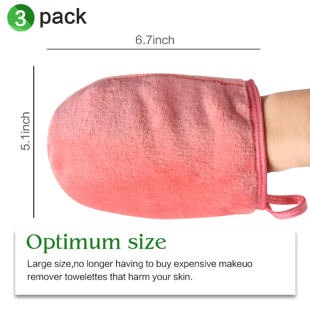 Sinland Bamboo Fiber Oil Free Reusable Makeup Remover Cloth Glove Tool Beauty Facial Cleansing Cloth Pads 13cmx20cm 3 Pack White 6