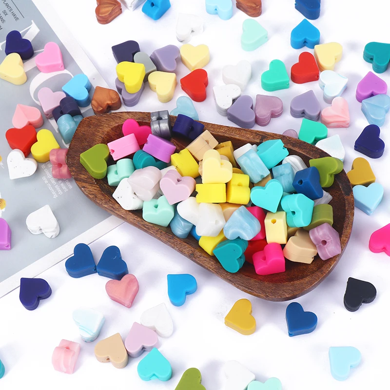 

20Pcs/Lot BPA Free Baby Nursing Chewable Teething Beads Pacifier Teether DIY Necklace Heart Shape Silicone Loose Beads