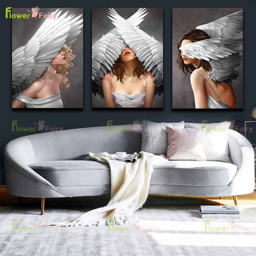 

Sexy Women Fairy Wings Girl Vintage Wall Art Canvas Painting Nordic Poster Wall Pictures For Living Room Home Decor Unframed