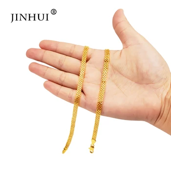 

Gold chains Necklace width 5mm length 45cm link chain fashion Men necklace women jewelry choker boyfriend Birthday present gifts