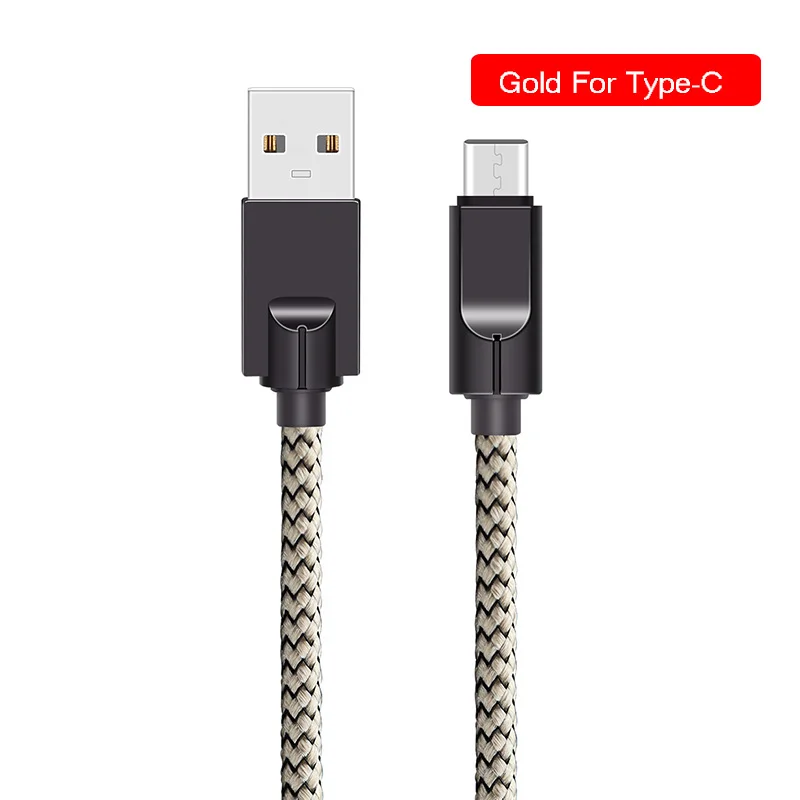 Мобильный кабель для зарядки телефона Быстрая зарядка usb type-C Micro USB кабель type C устройства для huawei Honor для Xiaomi Redmi линия передачи данных - Цвет: Gold-TypeC