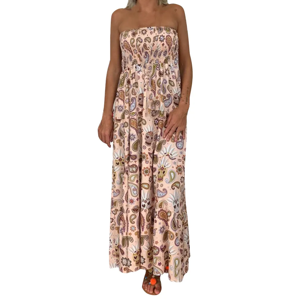 MISSOMO платья женские большие размеры летнее платье vestidos Boho печати Макси платье длинное платье без бретелек винтажный халат женский 815
